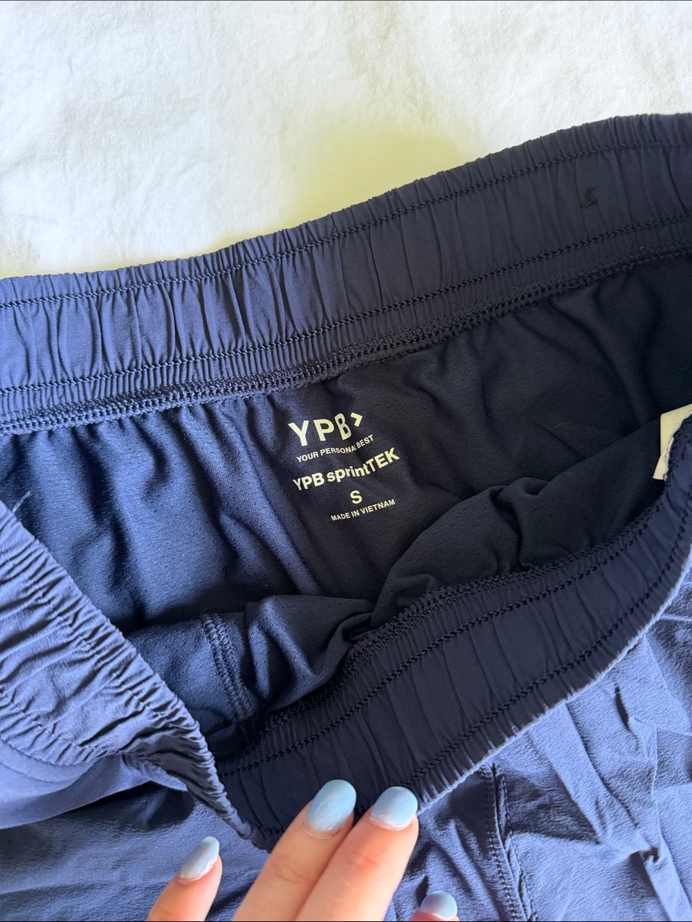 YPB Abercrombie Navy Athletic Shorts with White Trim - Picture 2 of 3